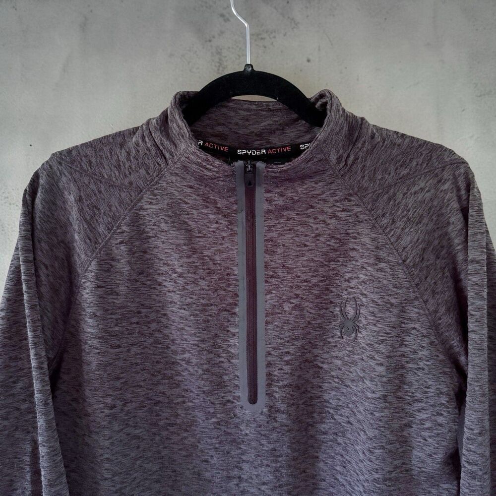 Spyder Active Quarter Zip Mock Neck Fleece Men's Charcoal Gray Pullover Medium